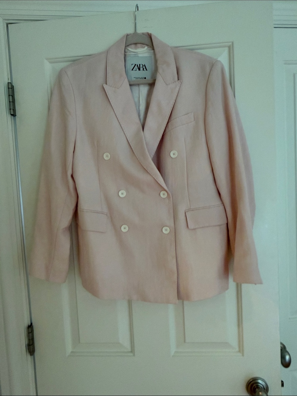 Zara Light Pink Double-Breasted Blazer